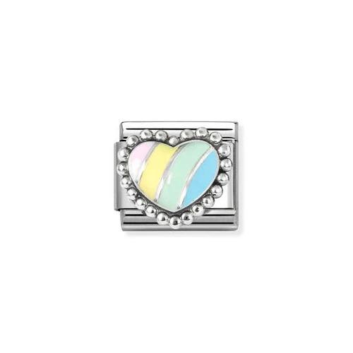 Composable Classic SYMBOLS in stainless steel, enamel and 925 sterling silver (37_Multicolor raised heart)