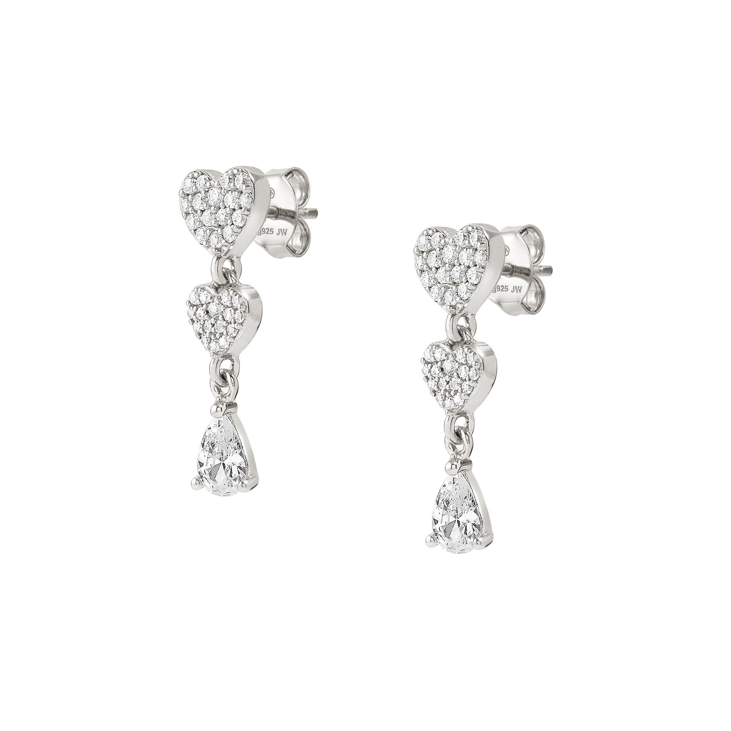 LUCENTISSIMA earrings in 925 sterling silver and cz (PENDANTS) (001_Silver Heart)