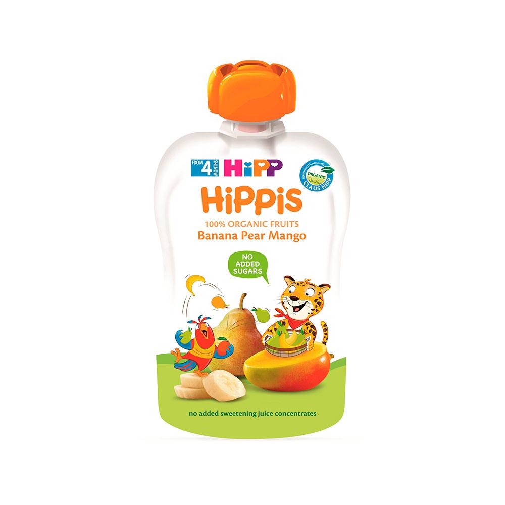 Пюре HiPP из бананов груш манго 4м+ 100 гр
