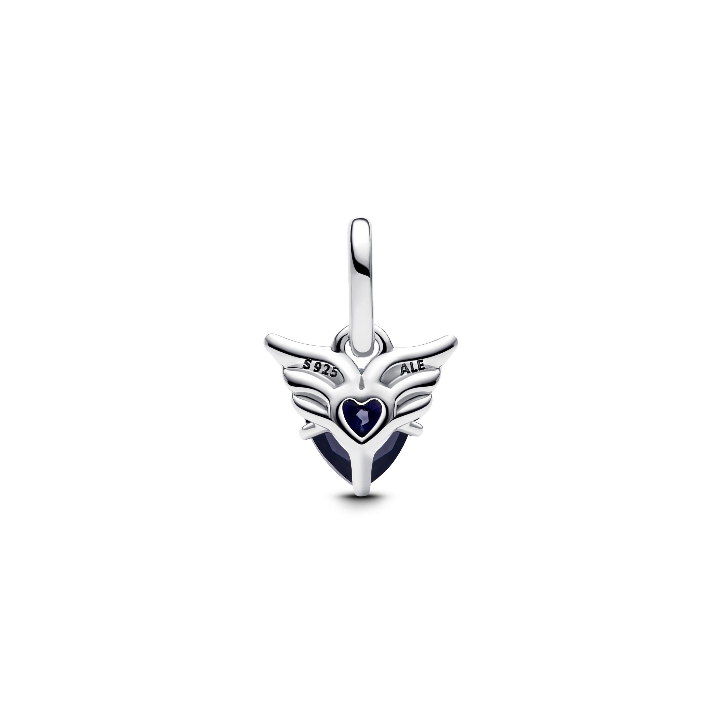 Winged heart sterling silver mini dangle with black crystal