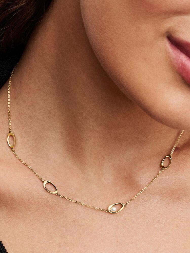 14k gold-plated necklace with treated white freshwater cultured pearl