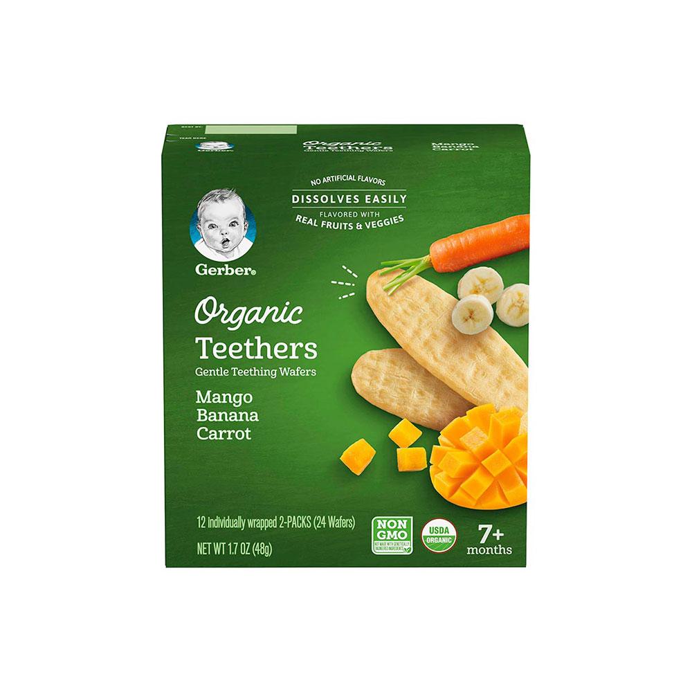 Вафли Gerber Organic манго банан морковь 7м+ 48 гр