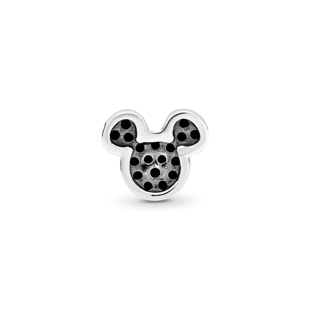 Миниатюрный серебряный петит силуэт Disney Mickey с черными кристаллом