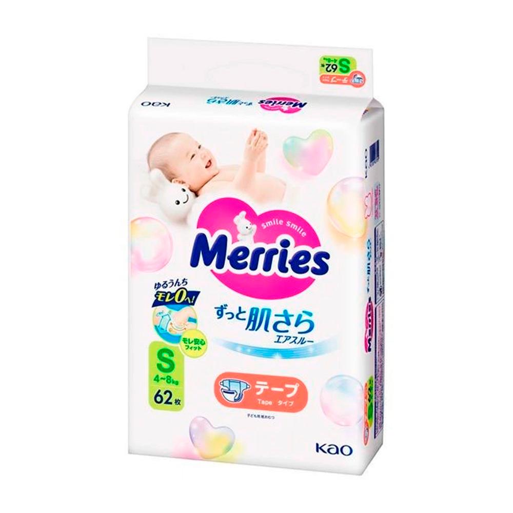Подгузники Merries размер S 4-8 кг 62 шт Подгузники Merries размер S 4-8 кг 62 шт
