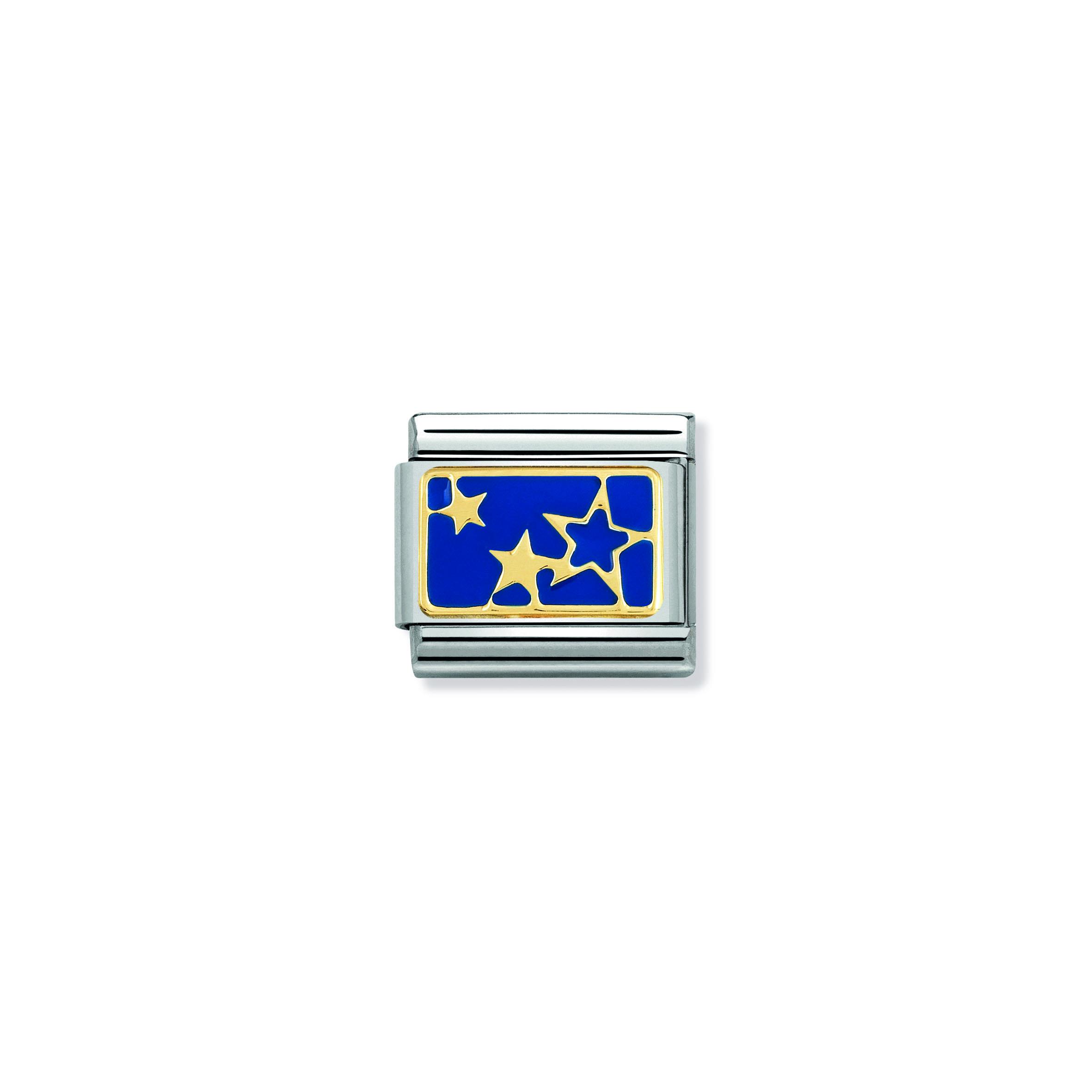 Composable Classic PLATES steel   enamel and 18k gold (44_Stars Blue Plate)