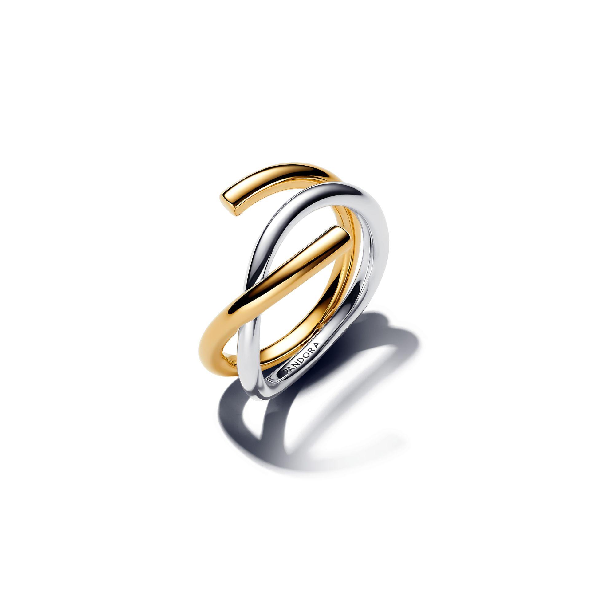 Organically shaped sterling silver and 14k gold-plated ring