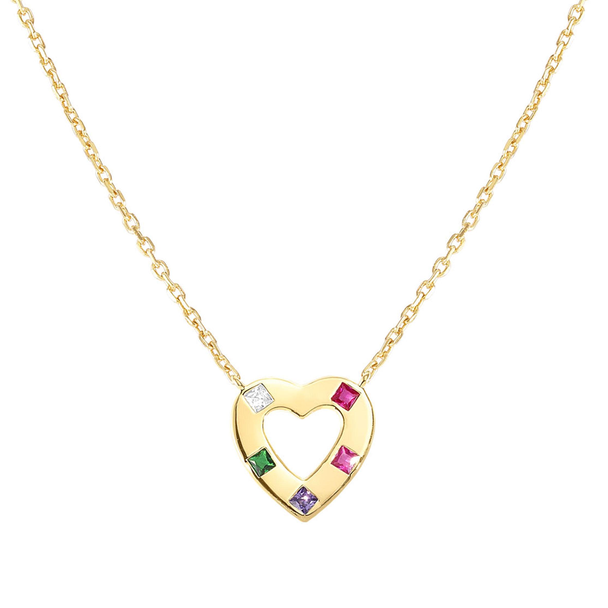 CARISMATICA necklace in 925 sterling silver and fine cz, Yellow gold (021_Mixed heart)