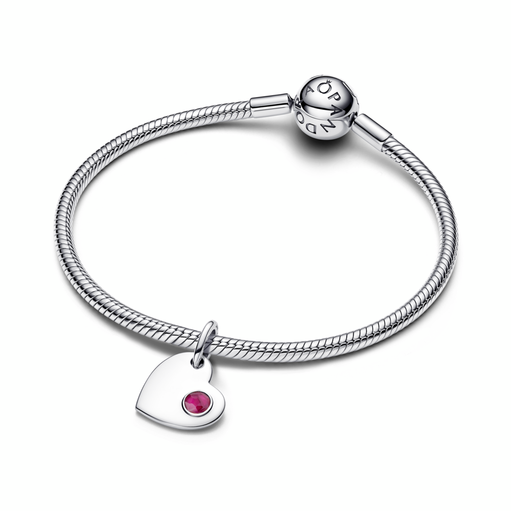 Engravable heart sterling silver dangle with true red crystal Engravable heart sterling silver dangle with true red crystal