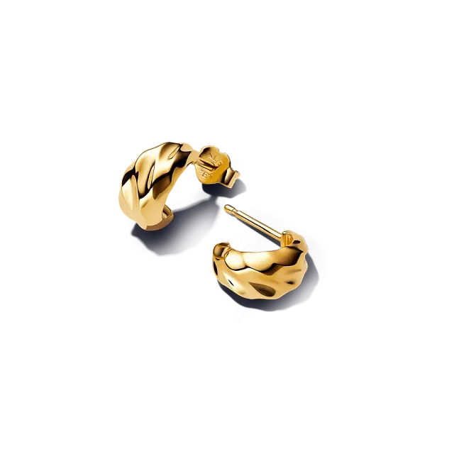 Rippled 14k gold-plated hoop earrings