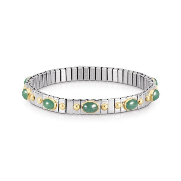 EXTENSION bracelet (S) in stainless steel with 18k gold and 10 stones (EMERALD)
