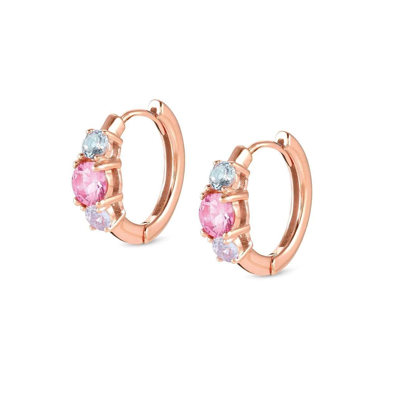 COLOR WAVE earrings in 925 sterling silver and cubic zirconia (Rose Gold)