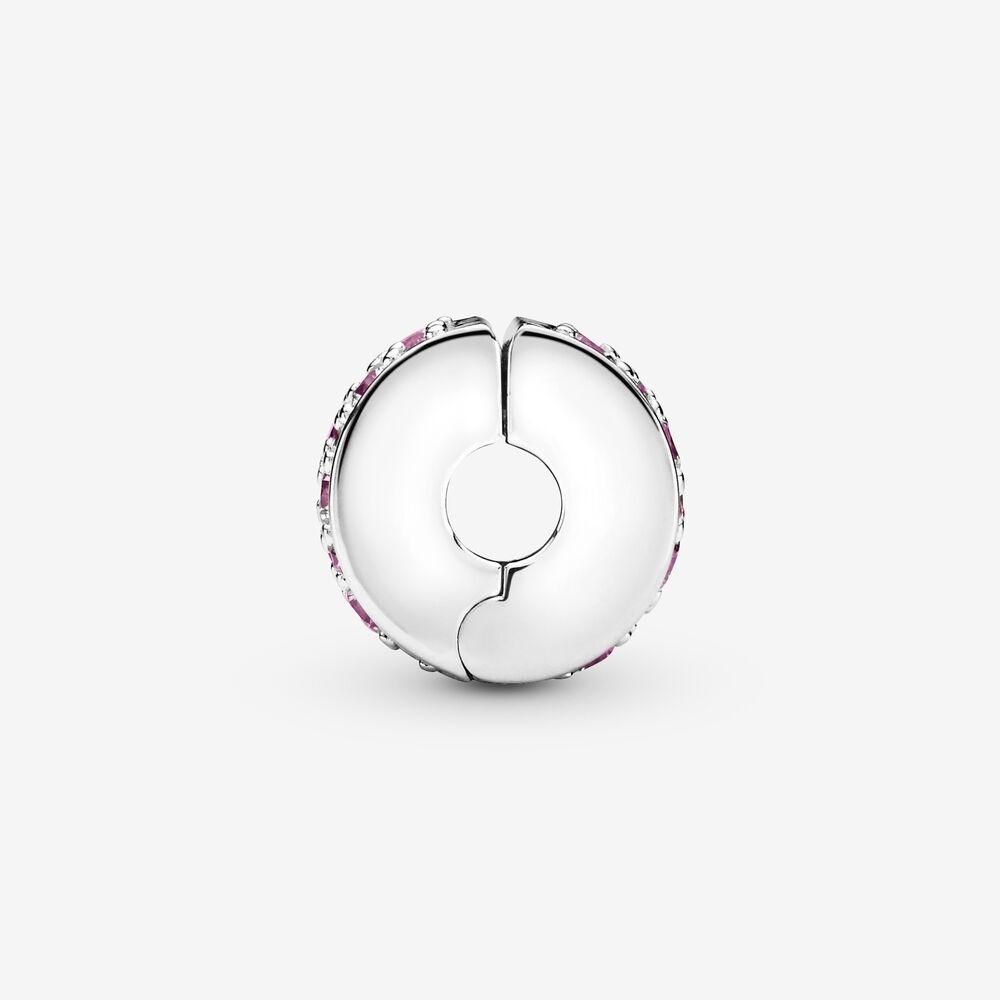 Silver clip with pink cubic zirconia and silicone grip
