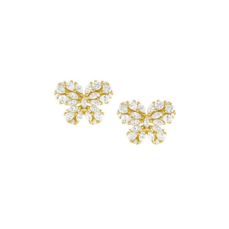 RAYOFLIGHT earrings in 925 sterling silver and cubic zirconia (Yellow Gold Butterfly)
