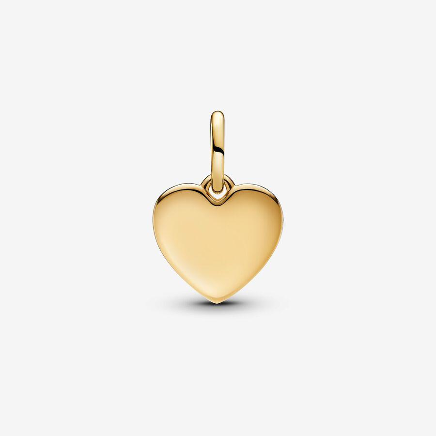 Engravable love heart 14k gold-plated dangle with clear cubic zirconia