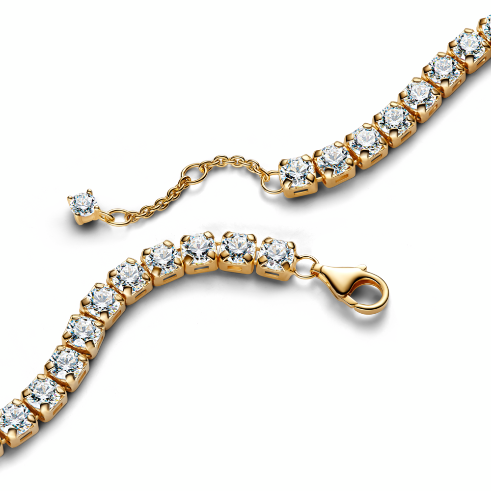 14k gold-plated tennis bracelet with clear cubic zirconia 14k gold-plated tennis bracelet with clear cubic zirconia