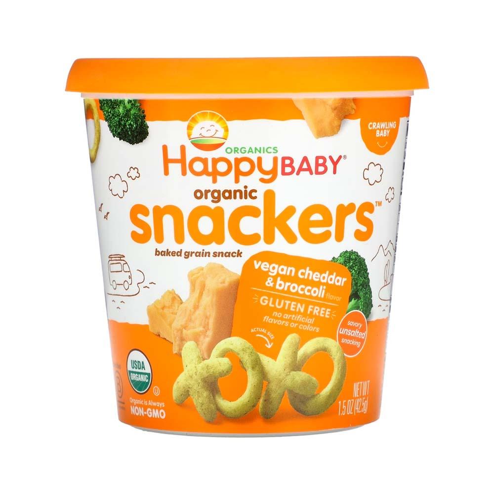 Снеки Happy Baby Snackers веган сыр чеддар и брокколи