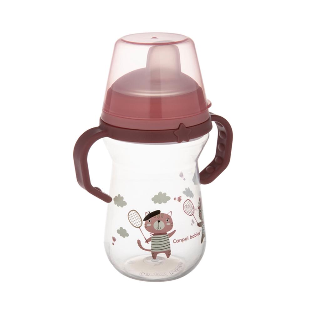 Кружка тренировочная Canpol babies с силиконовым носиком FirstCup BONJOUR PARIS Розовая 250 мл