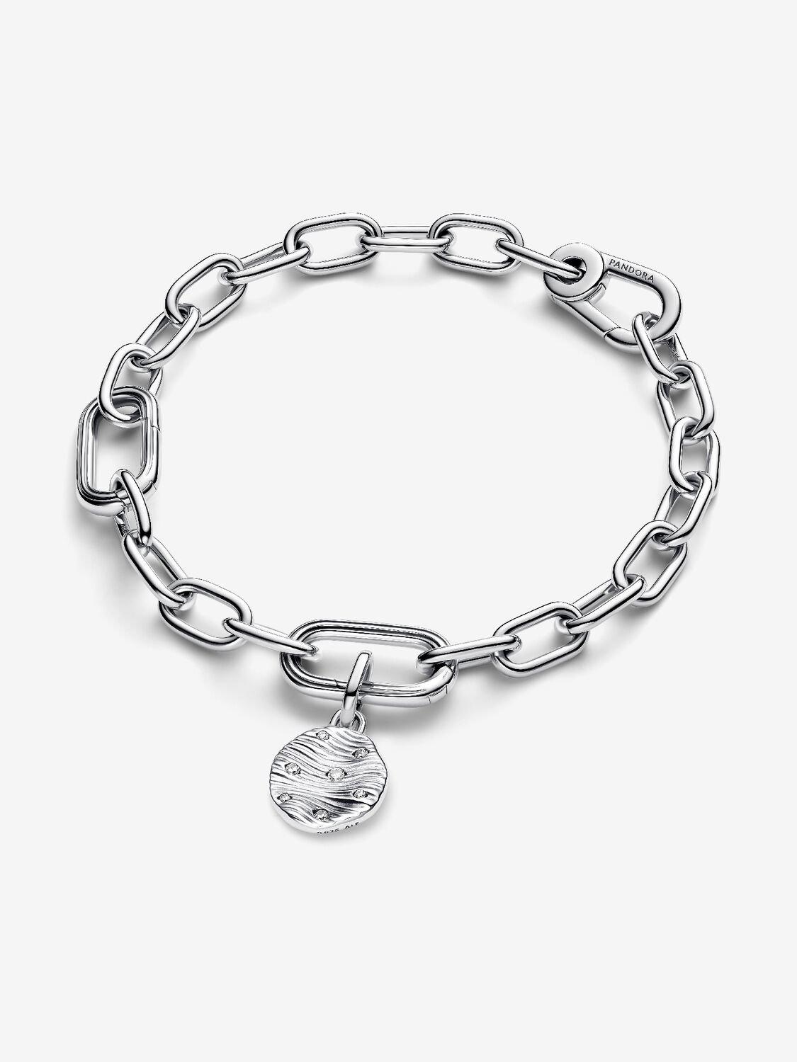 Engravable sterling silver mini medallion with clear cubic zirconia