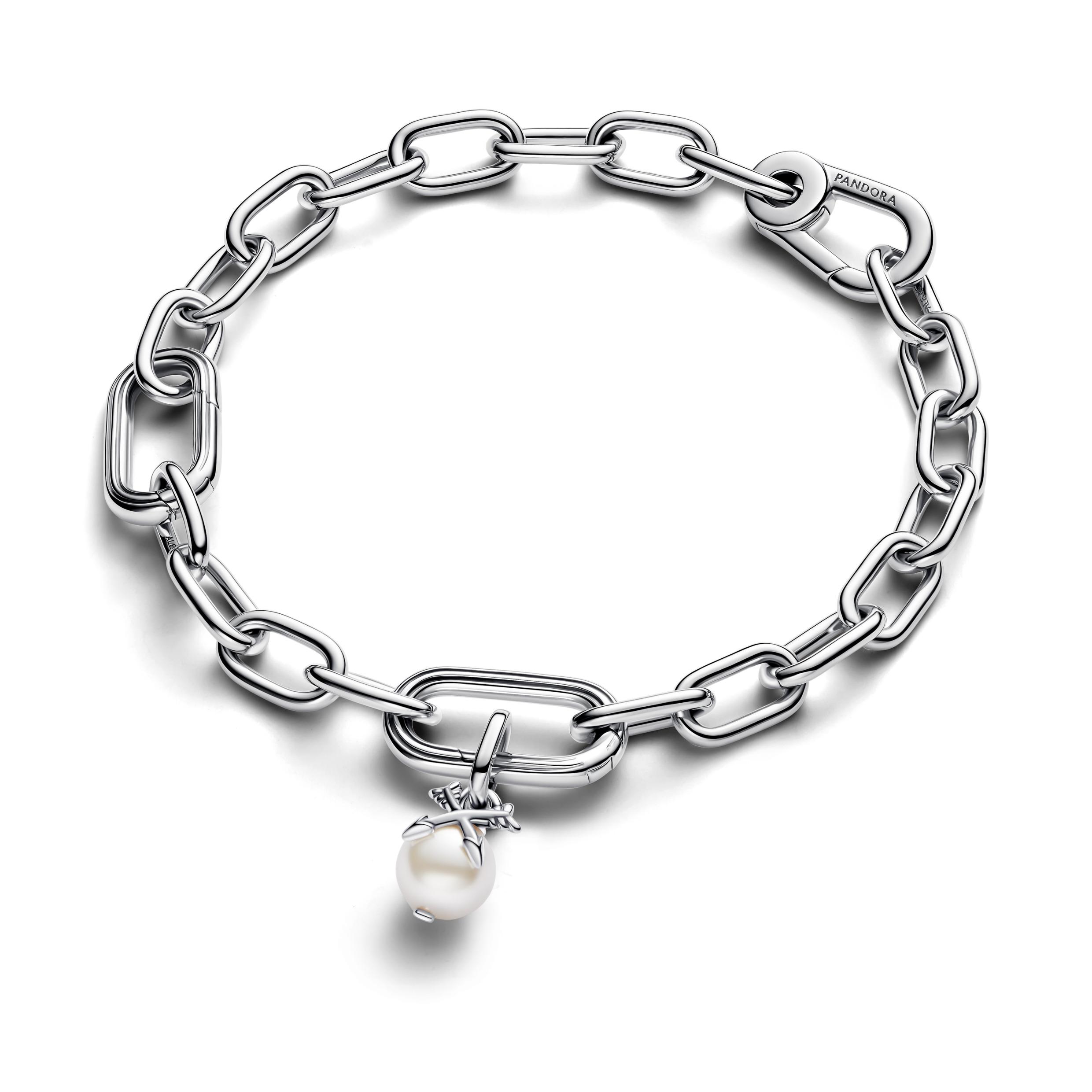 Crossing arrows sterling silver mini dangle with white lacquered artificial pearl