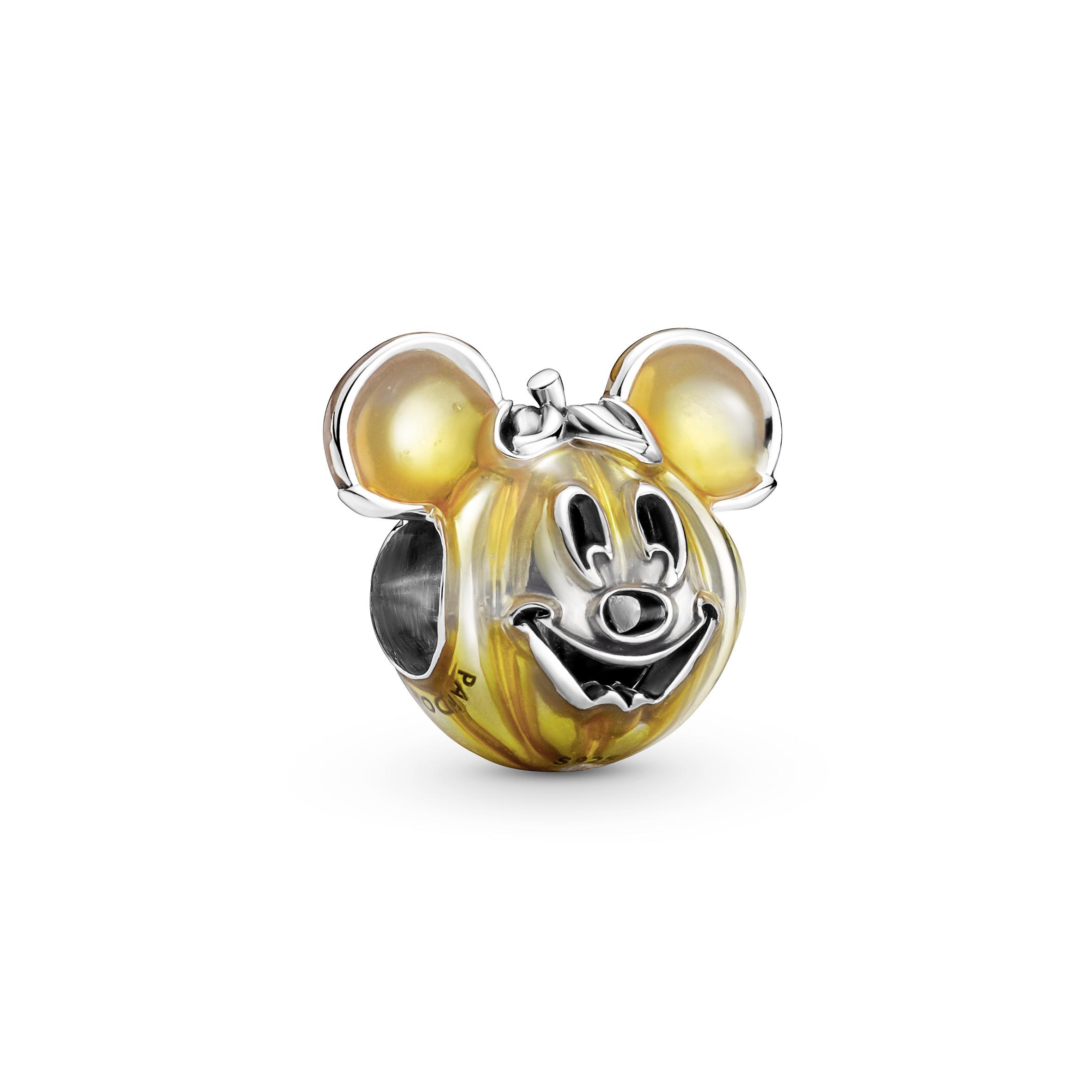 Серебряный шарм Disney Mickey Pumpkin с прозрачной оранжевой эмалью