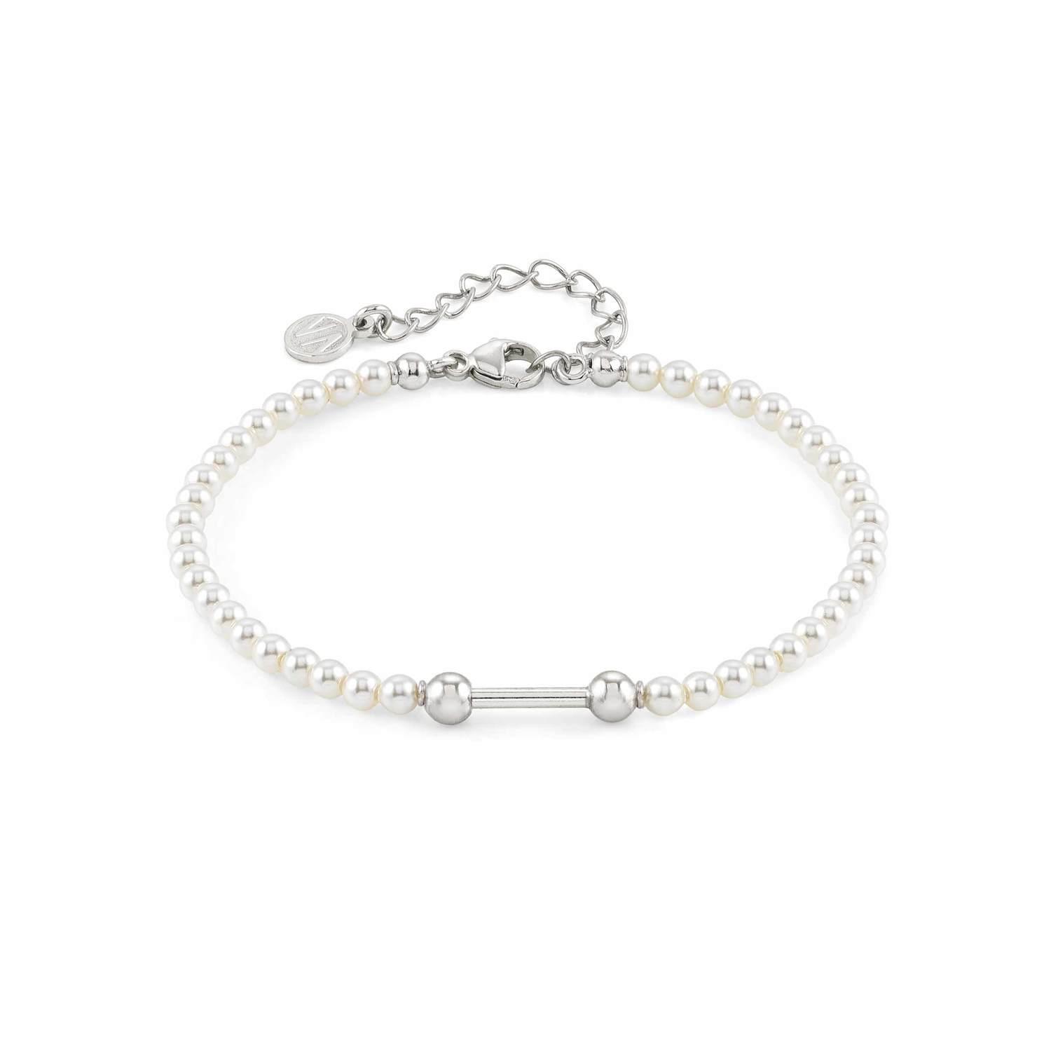 SEIMIA bracelet in 925 sterling silver with stones (028_PEARL and Silver fin,)