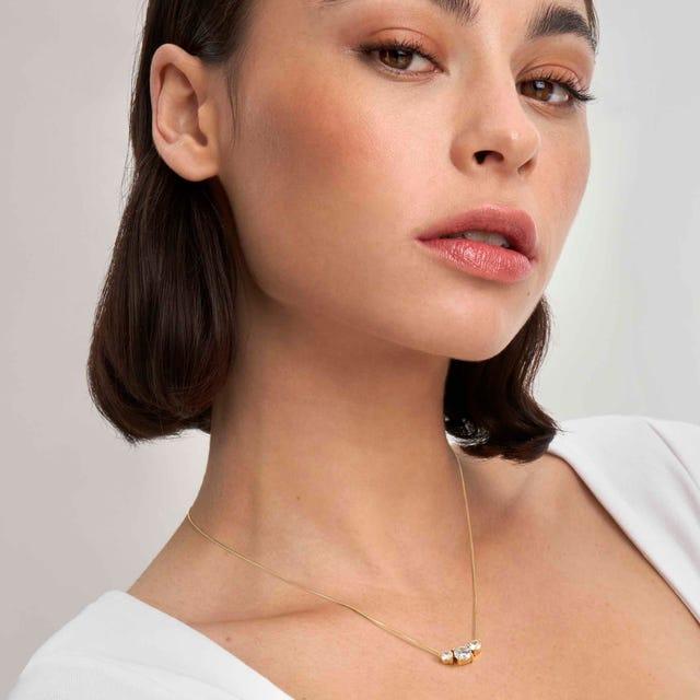 COLOR WAVE necklace in 925 sterling silver and cubic zirconia (Yellow Gold)