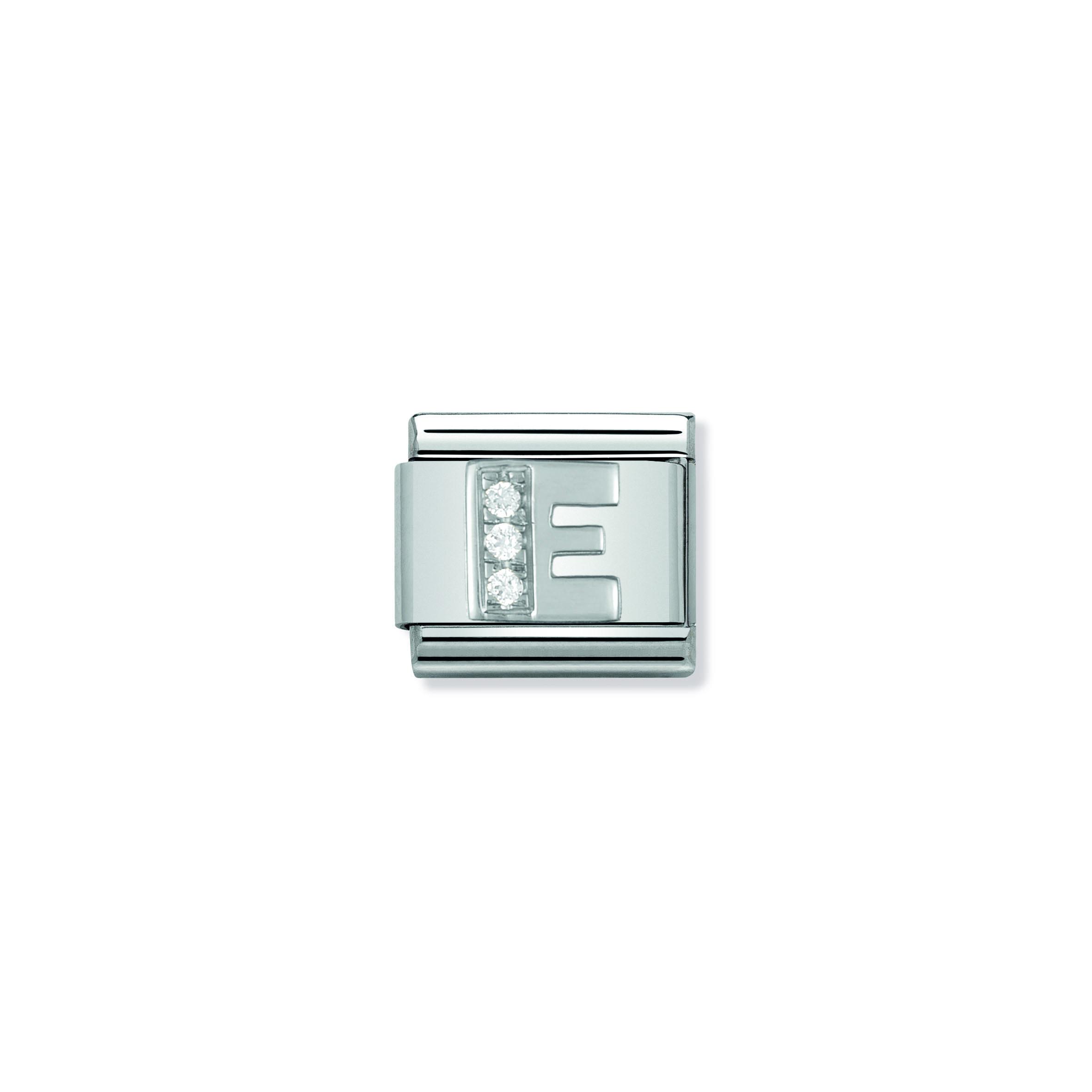 Composable Classic ALPHABETH stainless steel  Cub  zirc and 925 sterling silver (05_E)