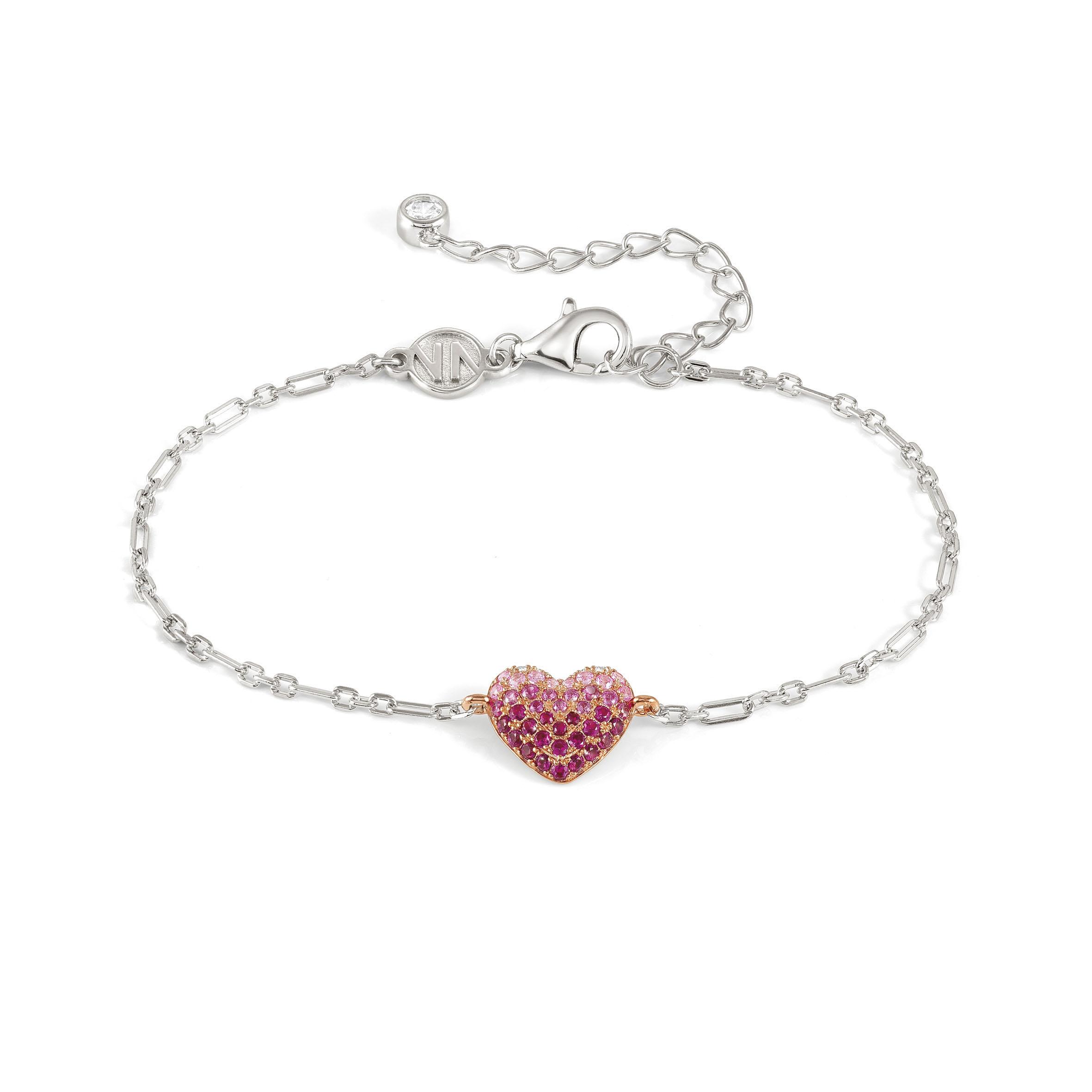 CRYSALIS bracelet in 925 sterling silver BI-TONE fin, and cz (004_Heart)