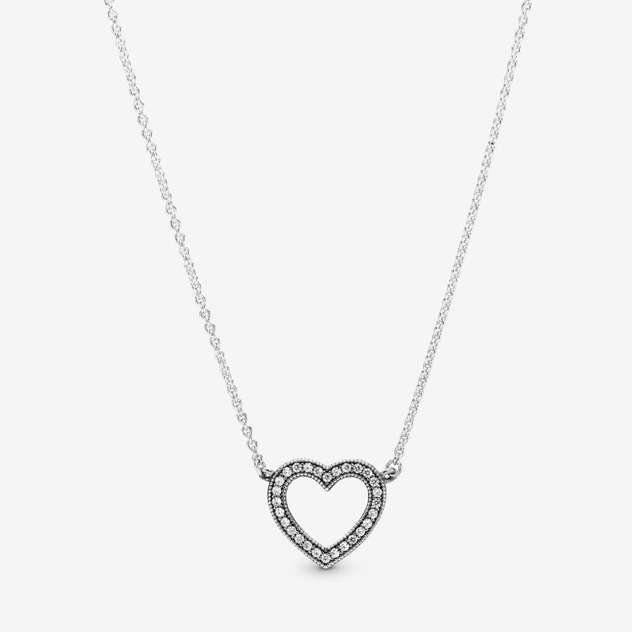 Серебряное колье Heart с прозрачными фианитами