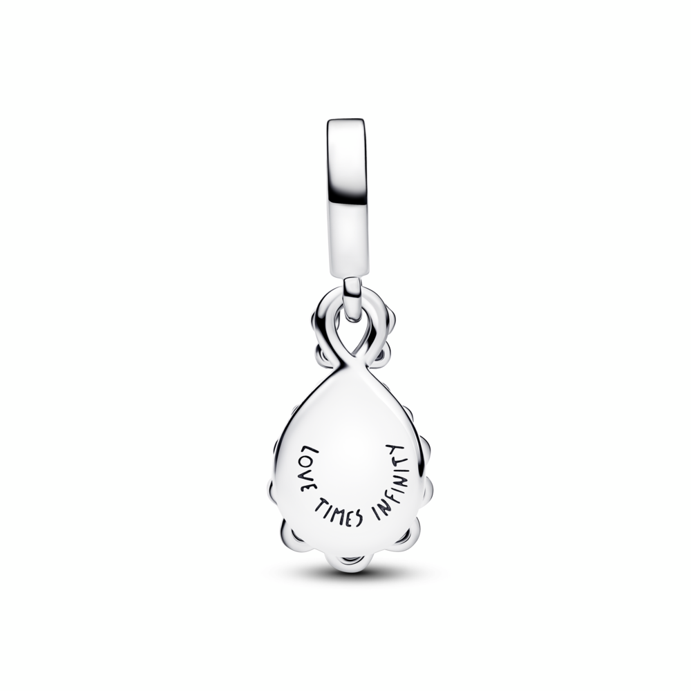 Infinity sterling silver double dangle with clear cubic zirconia and aurora lab-grown opal resin Infinity sterling silver double dangle with clear cubic zirconia and aurora lab-grown opal resin