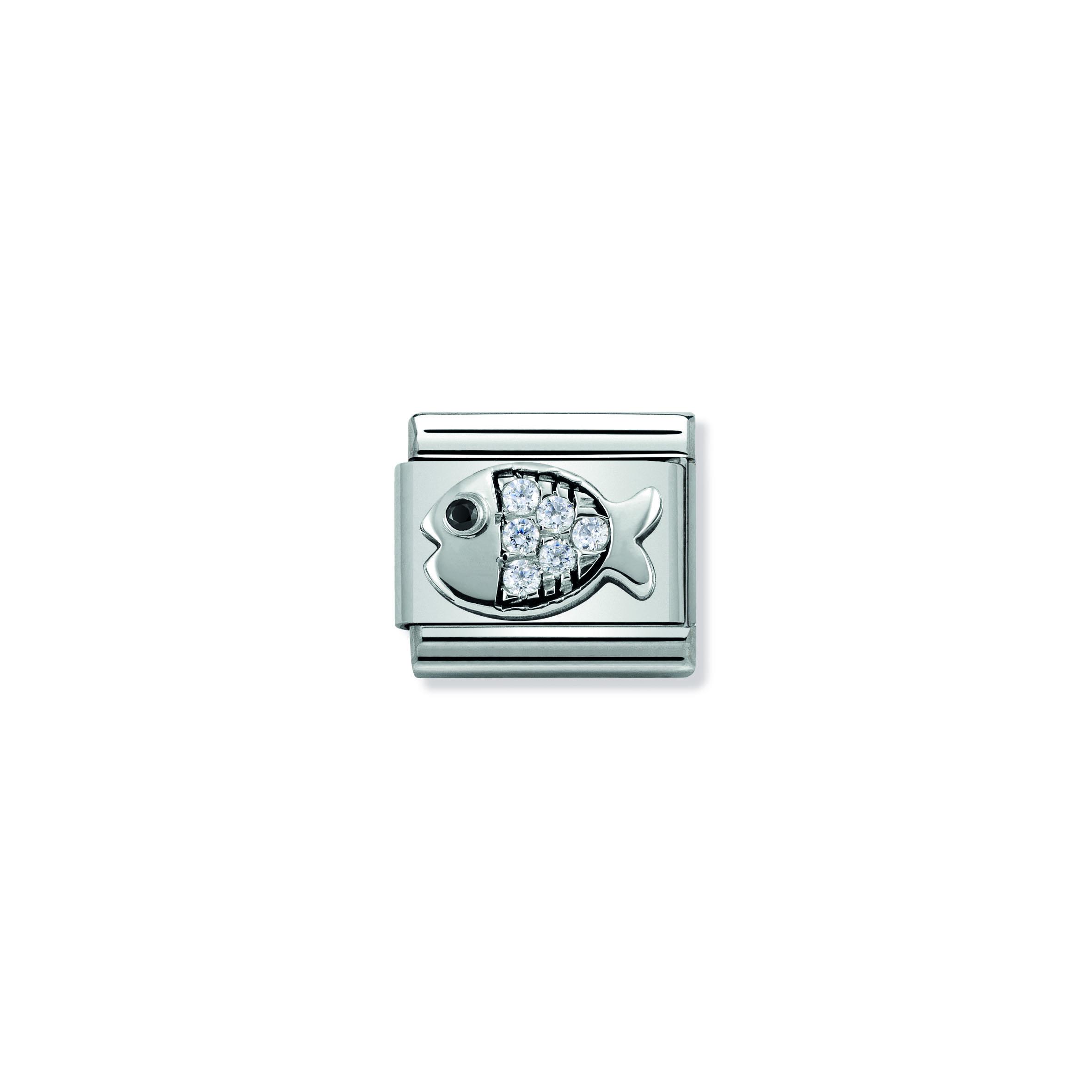 Composable CL SYMBOLS steel   Cubic zirconia and 925 sterling silver (28_Fish with white CZ)