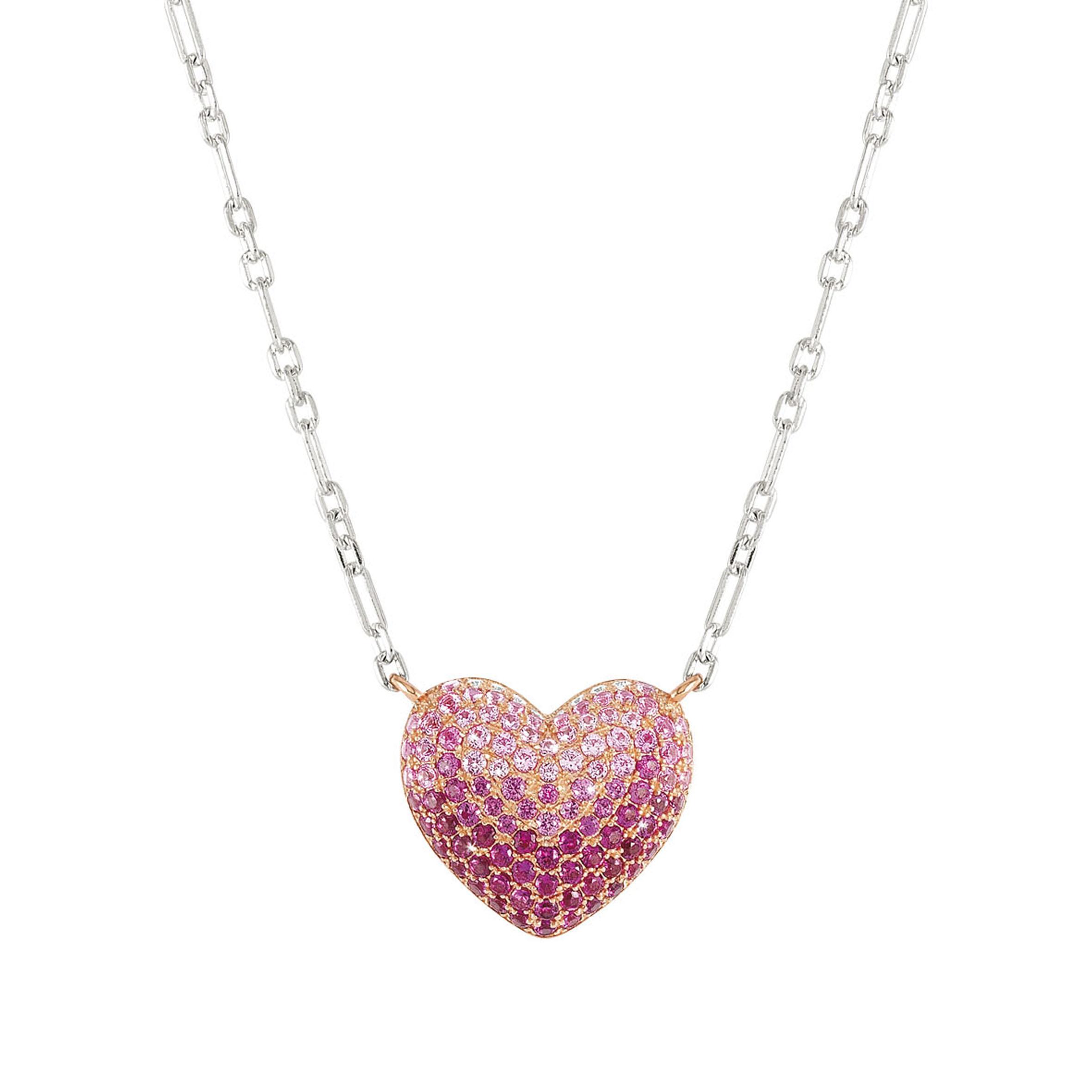 CRYSALIS necklace in 925 sterling silver BI-TONE fin, and cz (004_Heart)