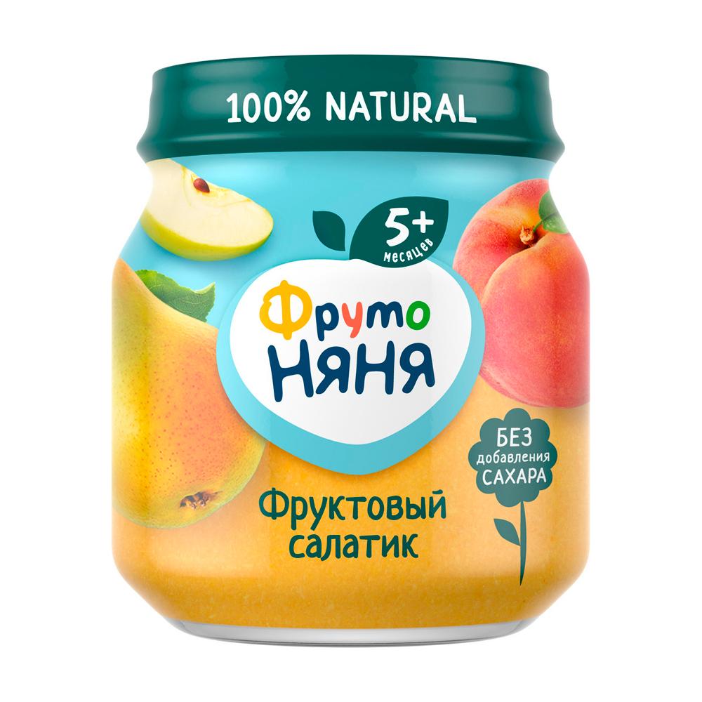 Пюре ФрутоНяня Фруктовый салатик 5м+ 100 гр Пюре ФрутоНяня Фруктовый салатик 5м+ 100 гр
