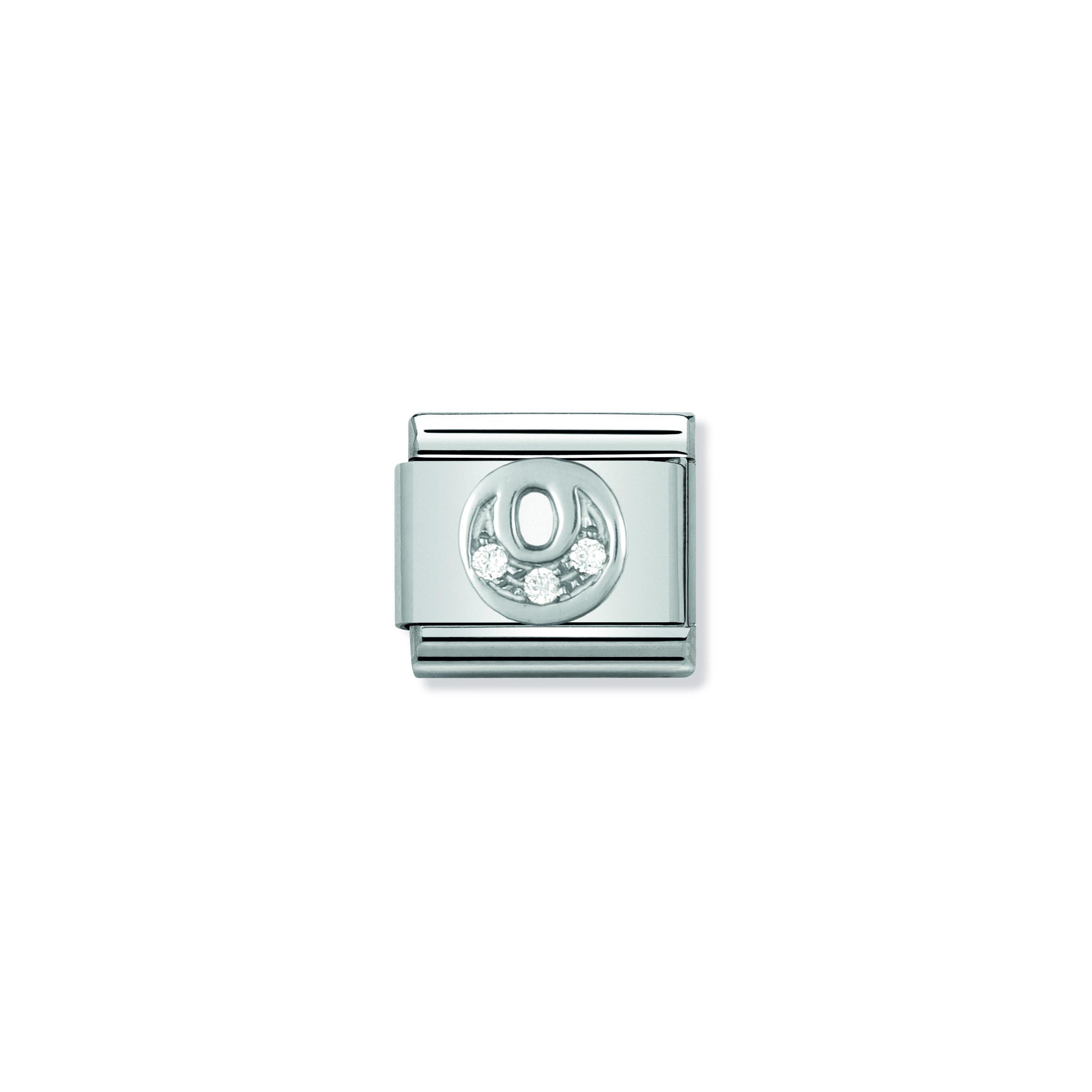 Composable Classic ALPHABETH stainless steel  Cub  zirc and 925 sterling silver (15_O)