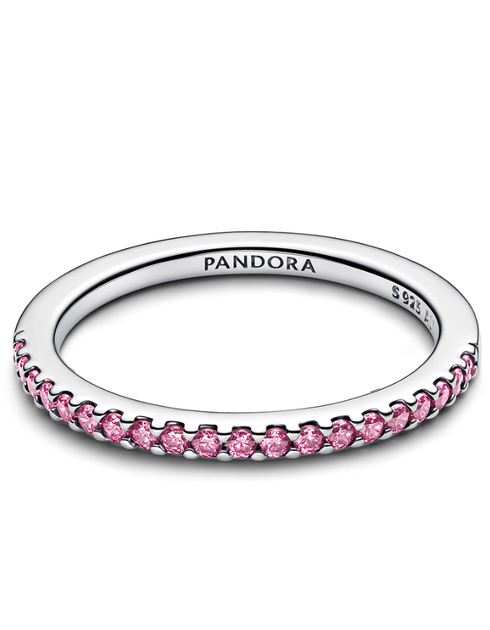 Sterling silver ring with fancy pink cubic zirconia
