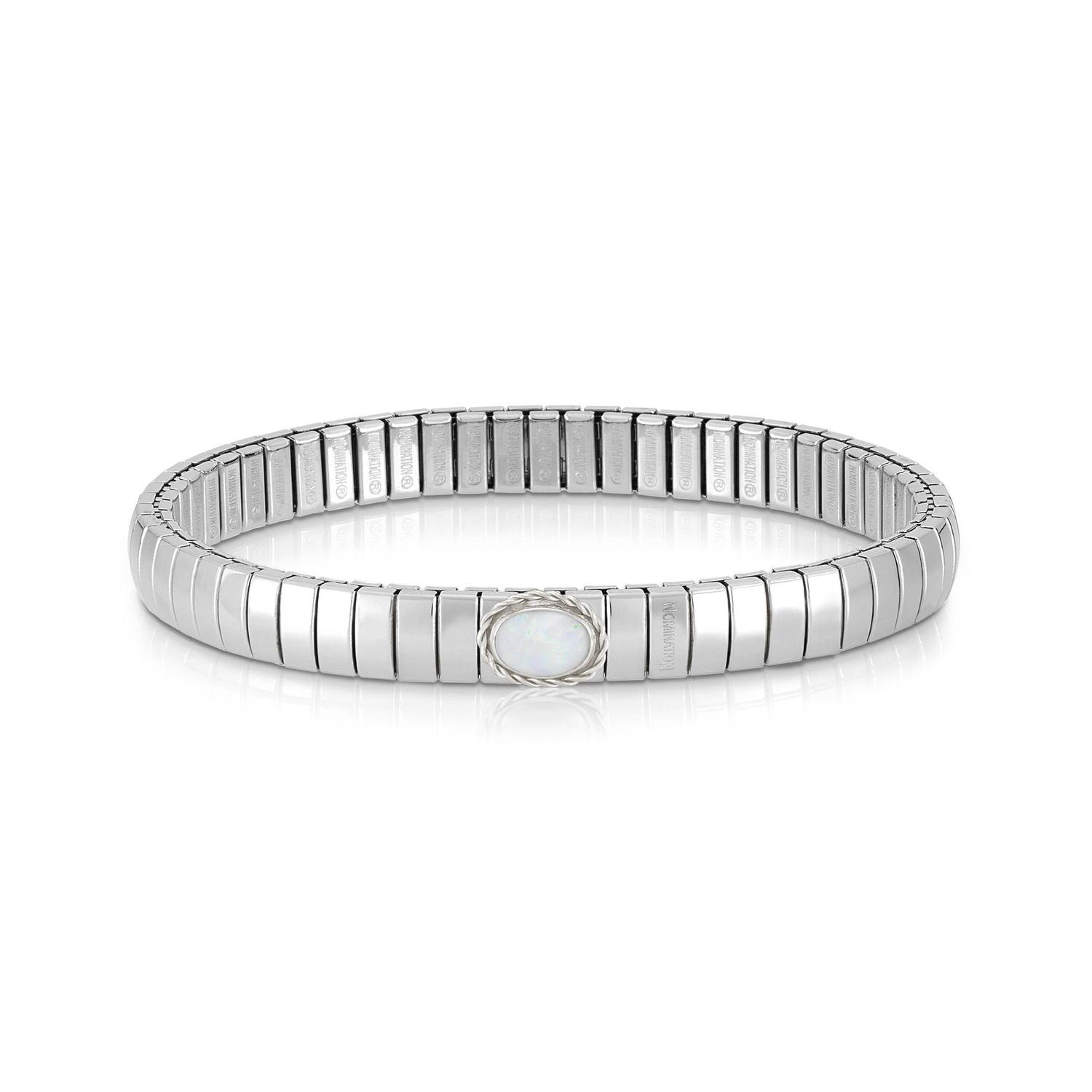 XTE stainless steel, 925 sterling silver and gemstones bracelet (GDR) (WHITE OPAL (SYNTHETIC))