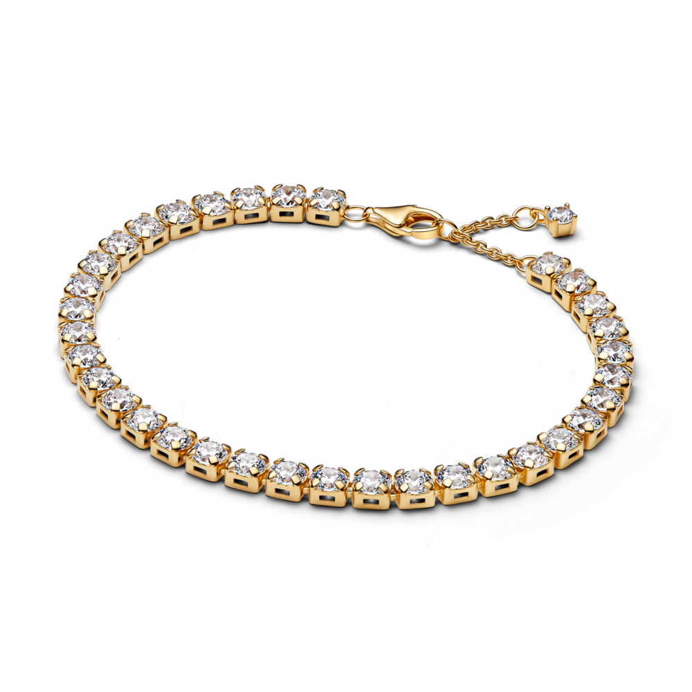 14k gold-plated tennis bracelet with clear cubic zirconia 14k gold-plated tennis bracelet with clear cubic zirconia