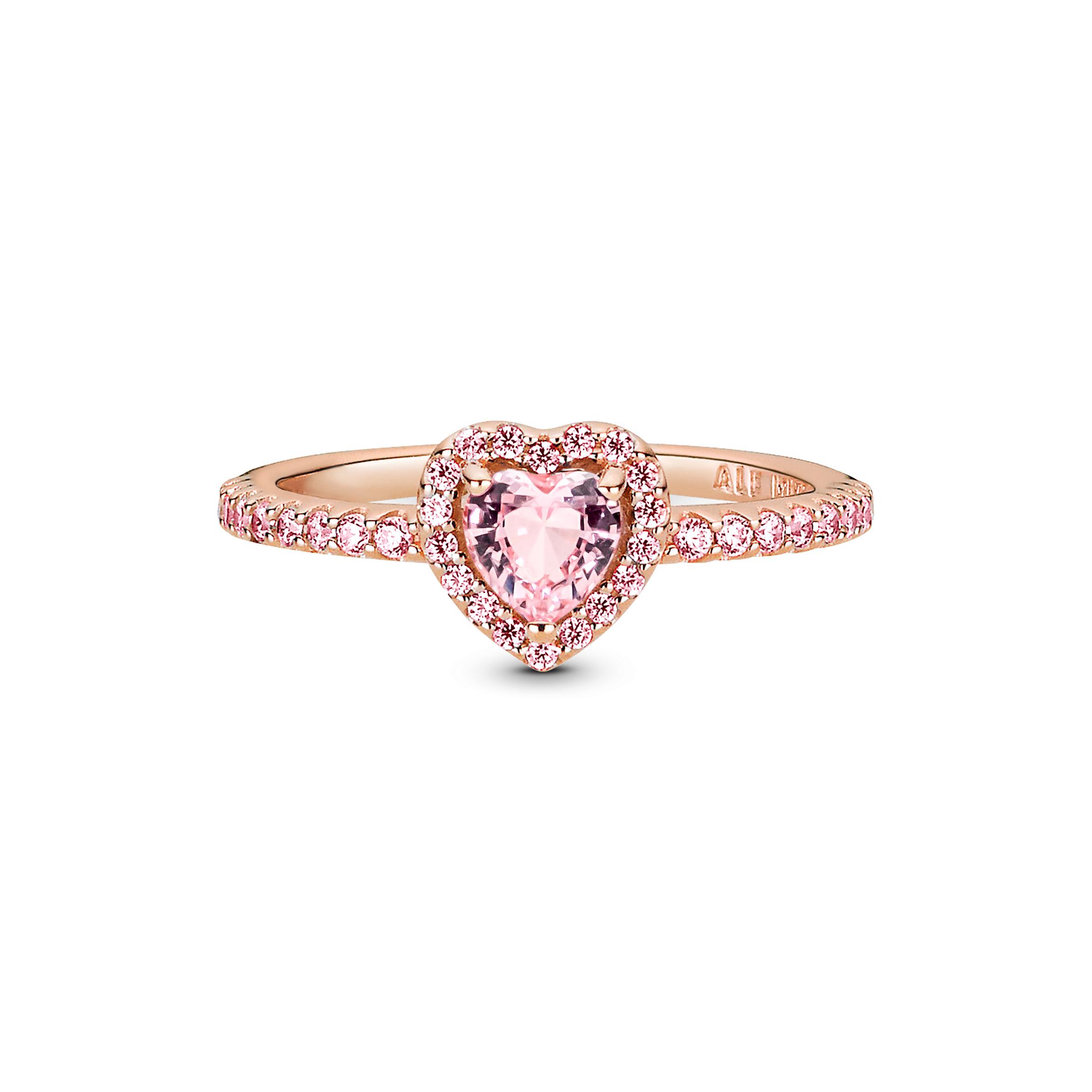 Heart 14k rose gold-plated ring with orchid pink crystal and fancy fairy tale pink cubic zirconia