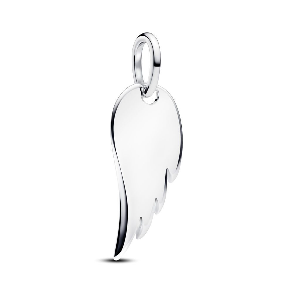 Engravable angel wing sterling silver pendant