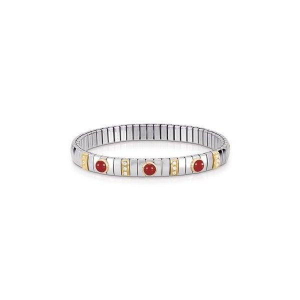 EXTENSION N.Y. Bracelet (S) in stainless steel with 18k gold, Cubic Zirconia and stones (CORAL)