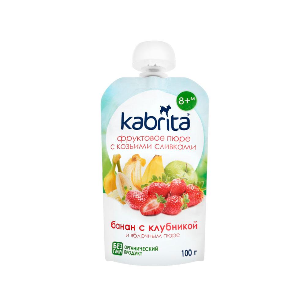 Пюре Kabrita фруктовое банан клубника яблоко 8м+ 100 гр