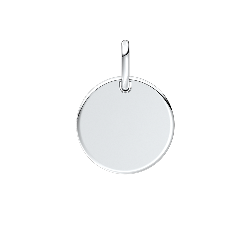 Engravable round sterling silver pendant with 0.012 ct TW G-I VS+ round brilliant very good cut lab-grown diamonds
