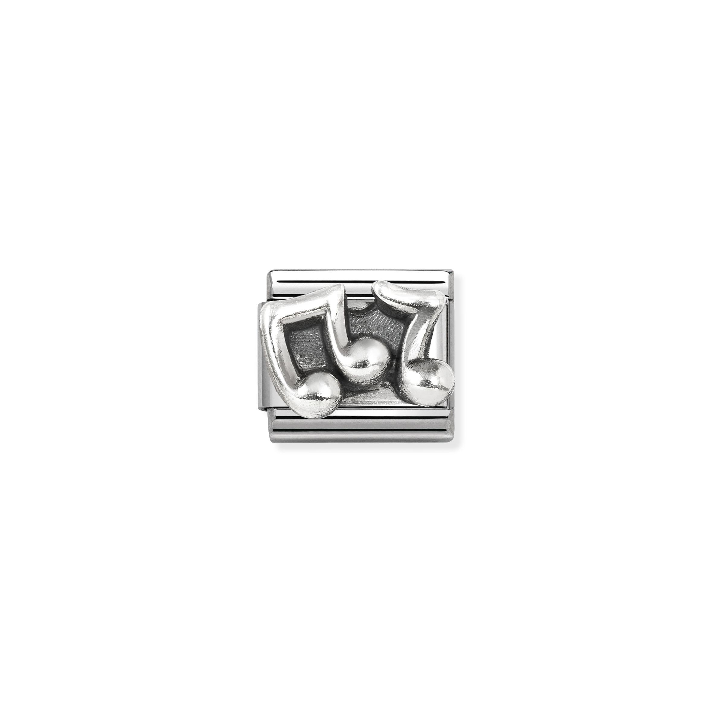 Composable Classic OXIDIZED SYMBOLS in st steel and 925 sterling silver (86_Musical notes)