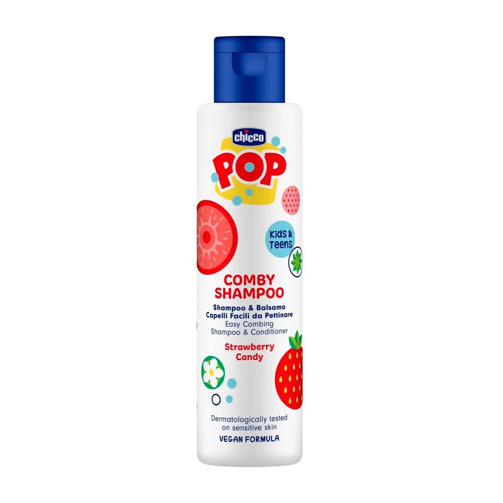 Шампунь и кондиционер для волос Chicco POP с ароматом клубники 250 мл Шампунь и кондиционер для волос Chicco POP с ароматом клубники 250 мл