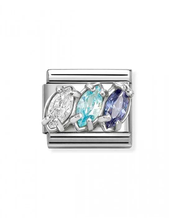 Composable CL steel, CZ and 925 sterling silver (19_White-Light Blue-Blue Trilogy)