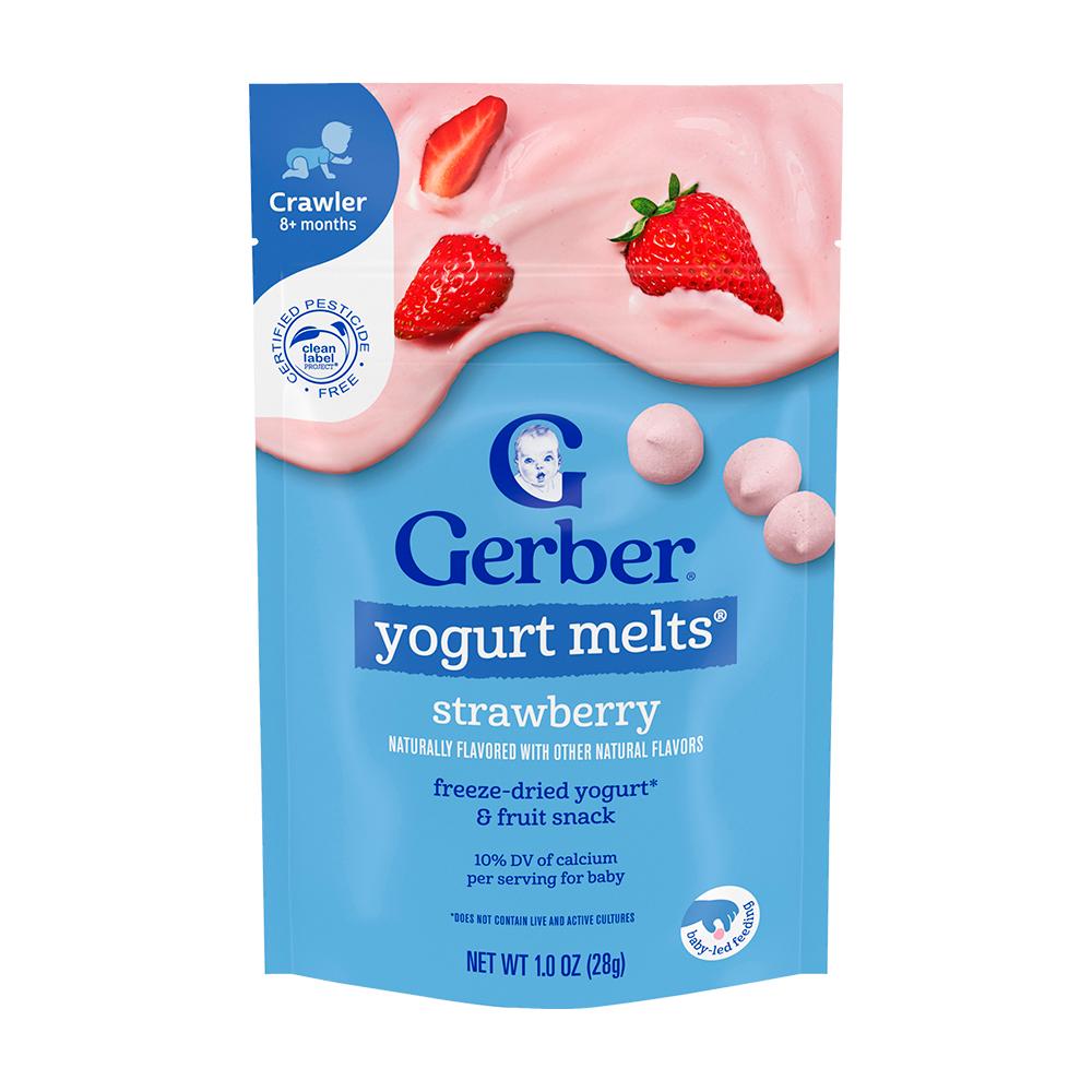 Снеки Gerber Yogurt melts клубника 8м+ 28гр