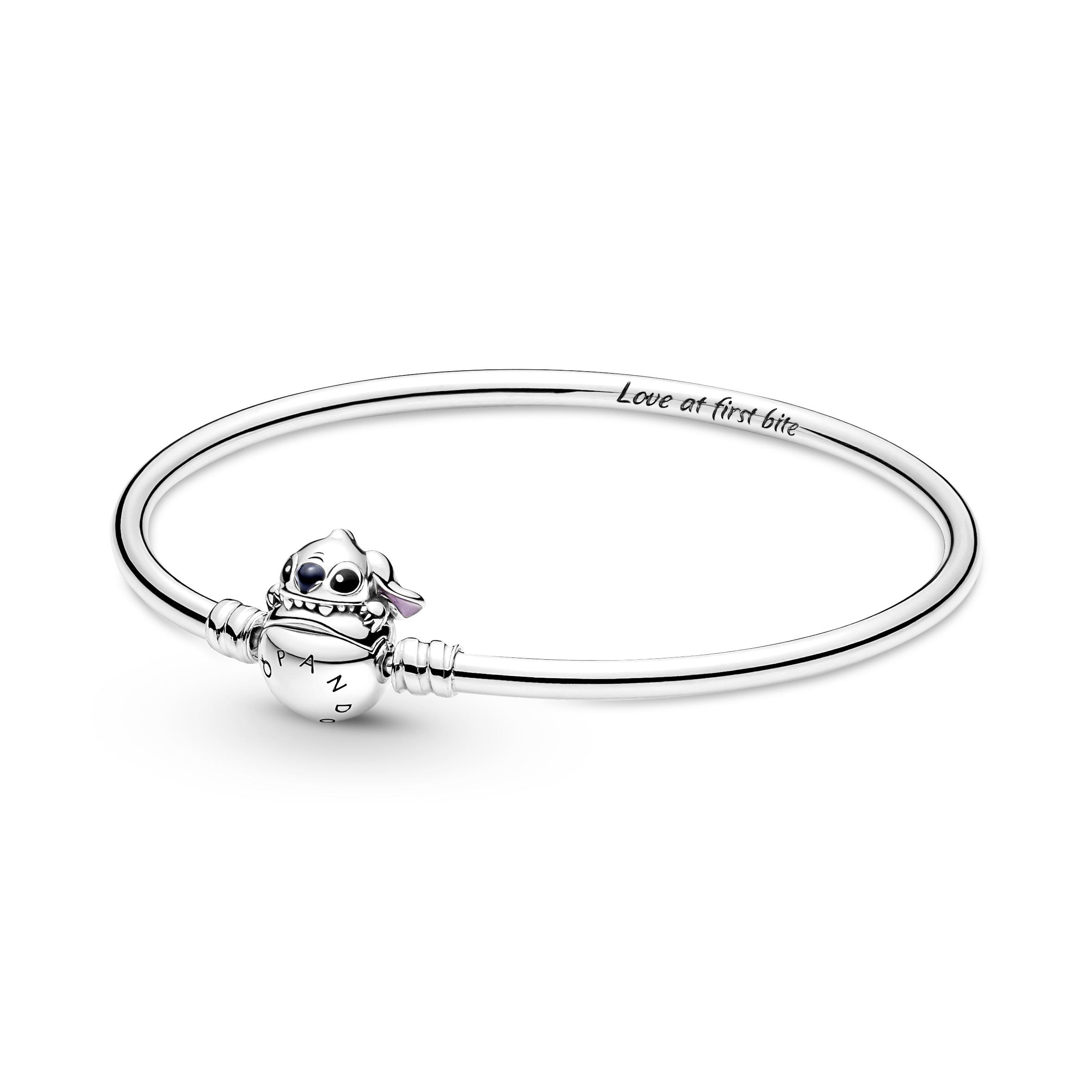 Серебряный браслет Disney Stitch с черной, синей и фиолетовой эмалью
