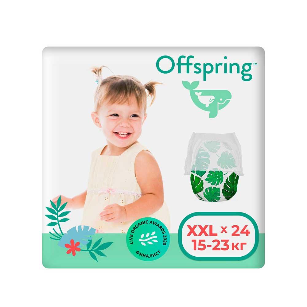 Трусики-подгузники Offspring Тропики размер XXL 15-23 кг 24 шт