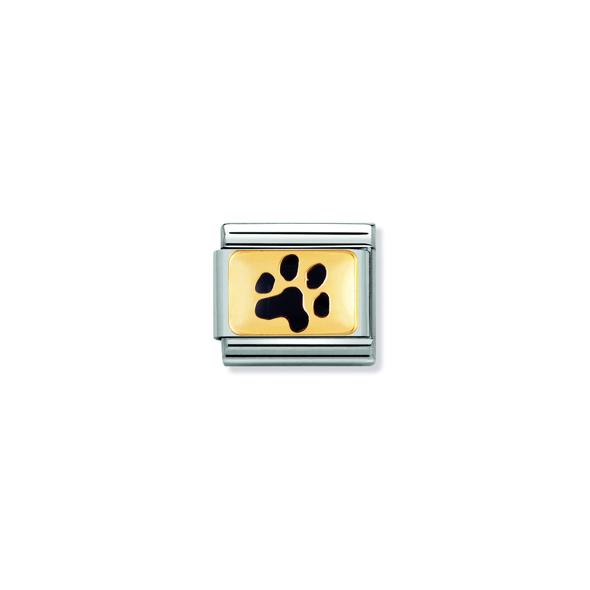 Composable Classic PLATES steel   enamel and 18k gold (47_Paw print)