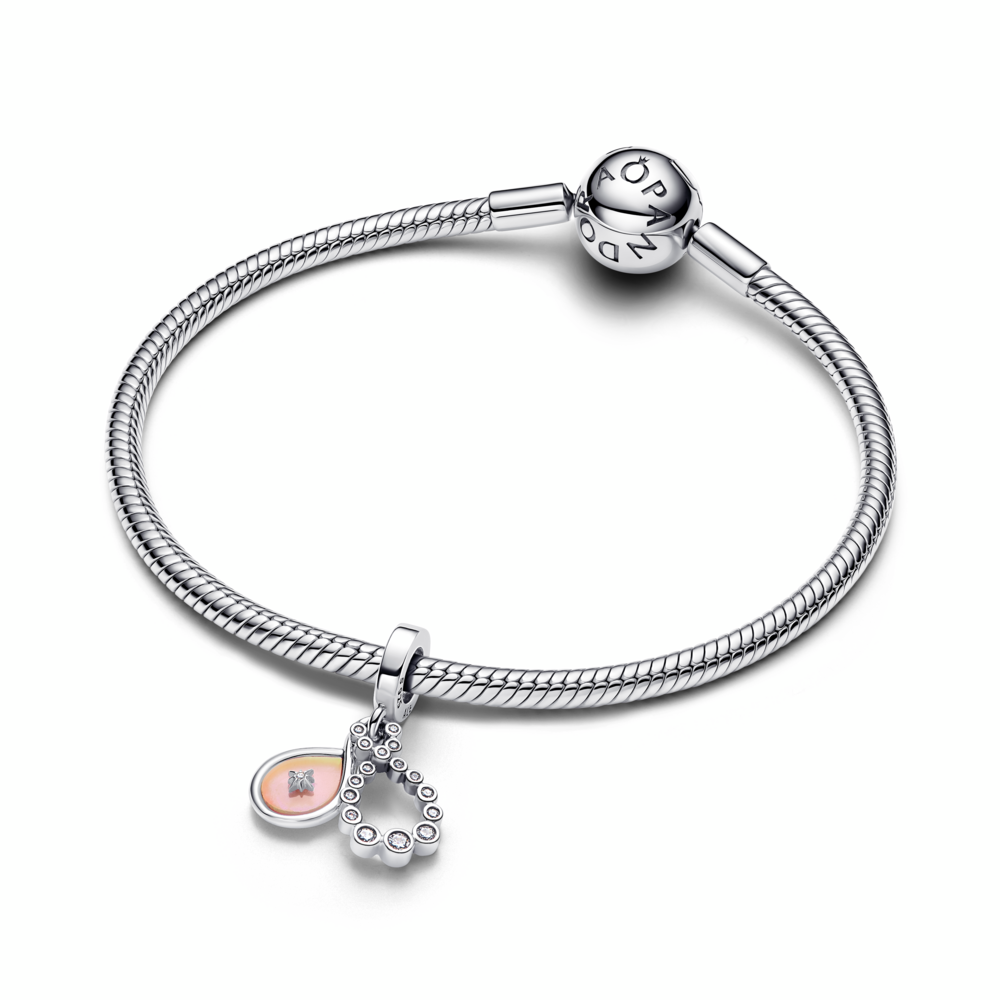 Infinity sterling silver double dangle with clear cubic zirconia and aurora lab-grown opal resin Infinity sterling silver double dangle with clear cubic zirconia and aurora lab-grown opal resin
